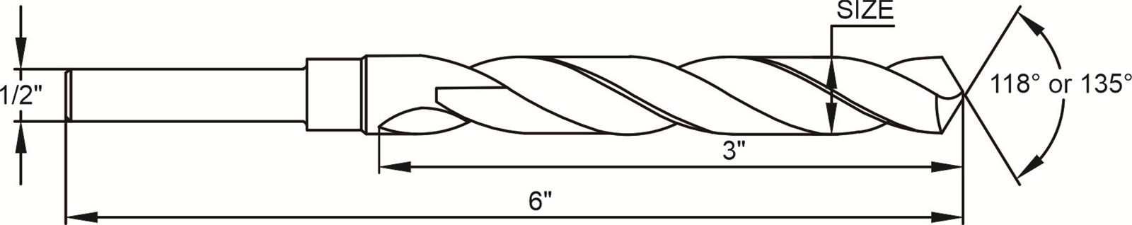 Inch HSS 12 Reduce Shank Drill Bit For Metal Cutting Of High Precision